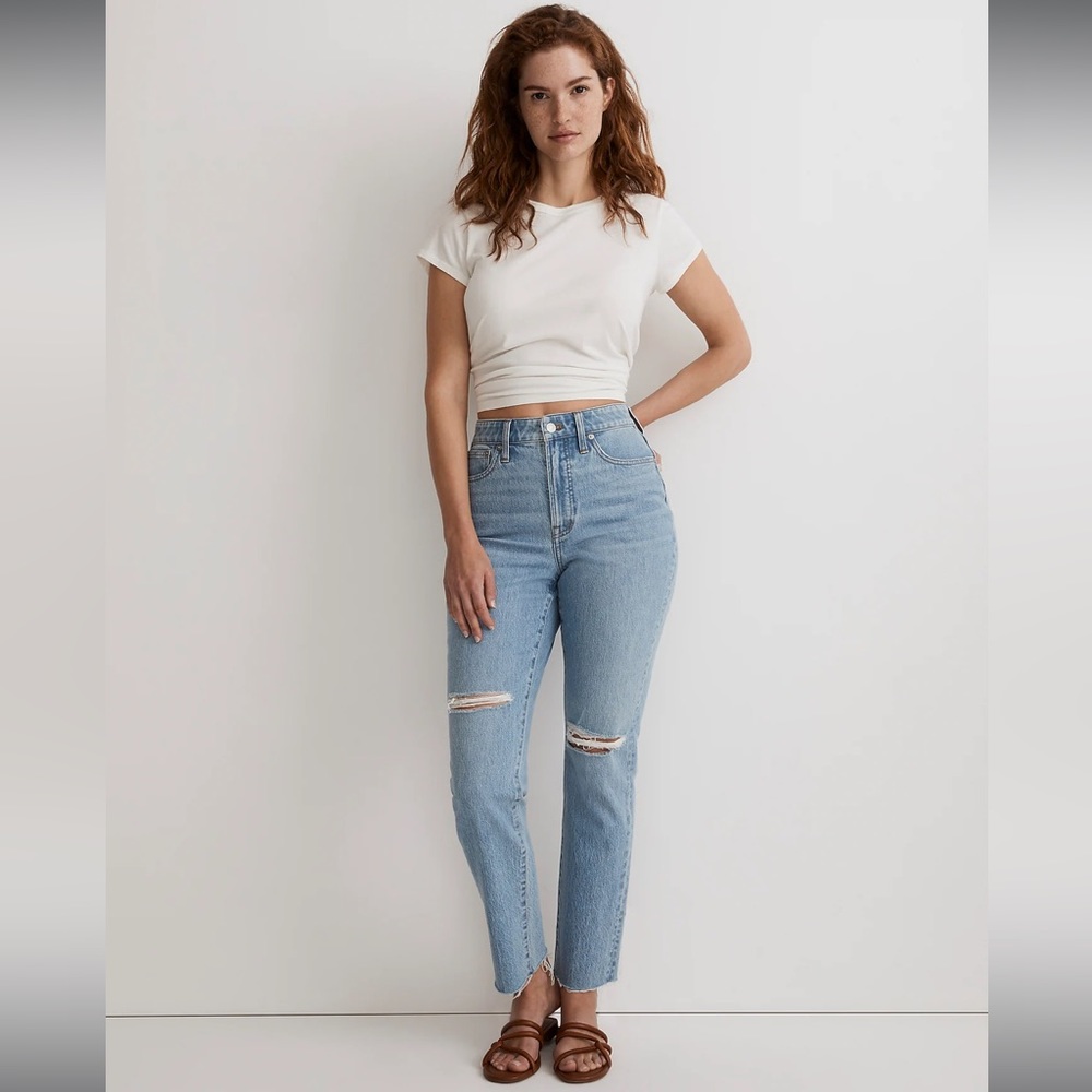 NWT Madewell The Curvy Perfect Vintage Ripped Raw Hem Denim Jeans Women’s 30